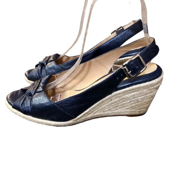 Nurture Shoes - Nurture Toshe Espadrilles Peek Toe Sandals Womens 8M Used Blue Leather